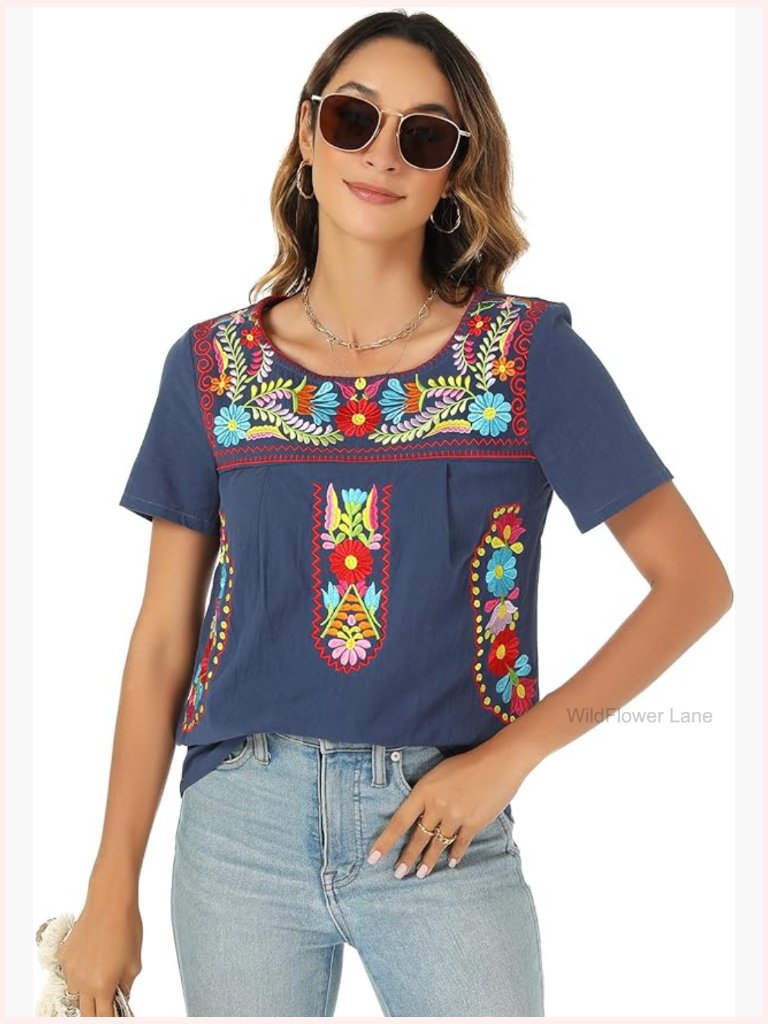 Traditional Embroidered Blouse, Cinco De Mayo Fiesta Outfit, Woven Top